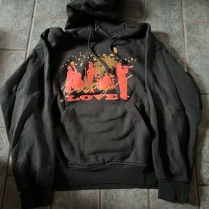 PacSun Black Hoodie with Red & Gold Band Graphic
